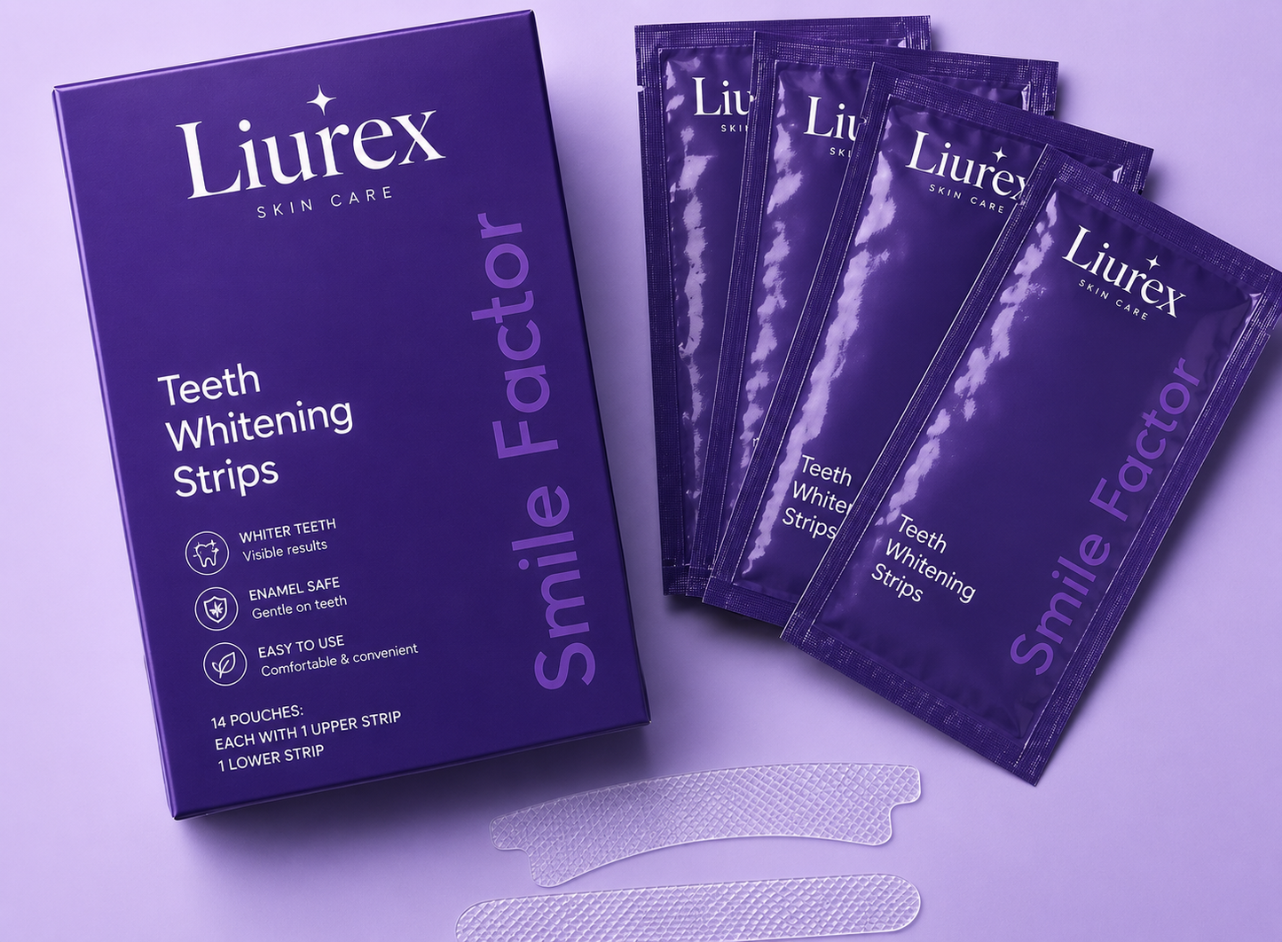 Daanisha Purple Teeth Whitening Strips – Professional Smile Whitening Kit (14 Pouches)