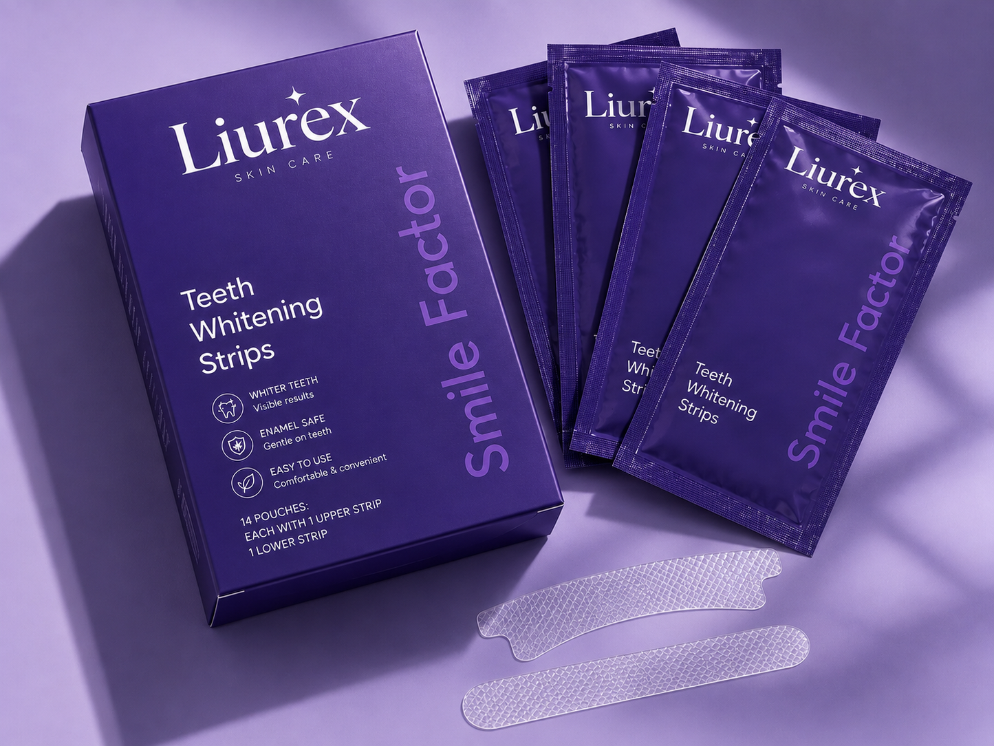 Daanisha Purple Teeth Whitening Strips – Professional Smile Whitening Kit (14 Pouches)