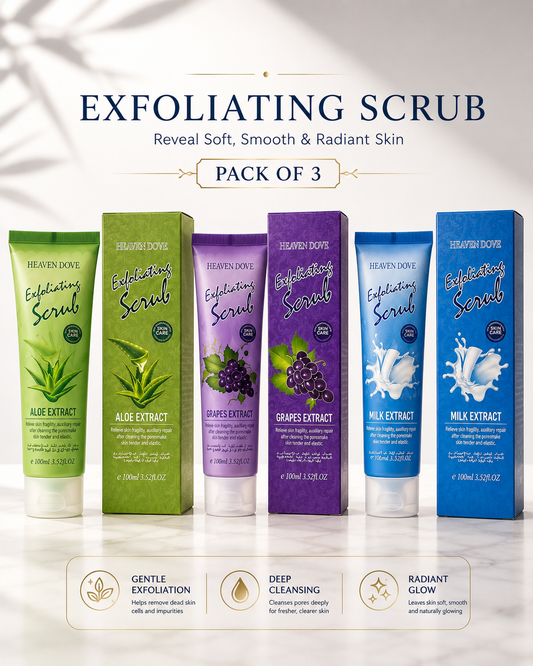 Exfoliating Scrub - Pack of 3 (Aloe Vera, Grapes & Milk Extract)